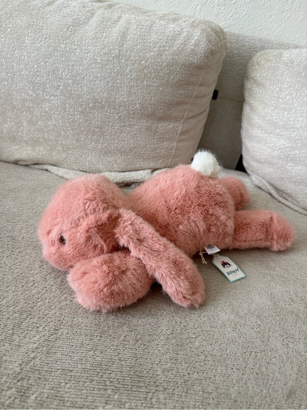 Jellycat Blush Pink laying down bunny